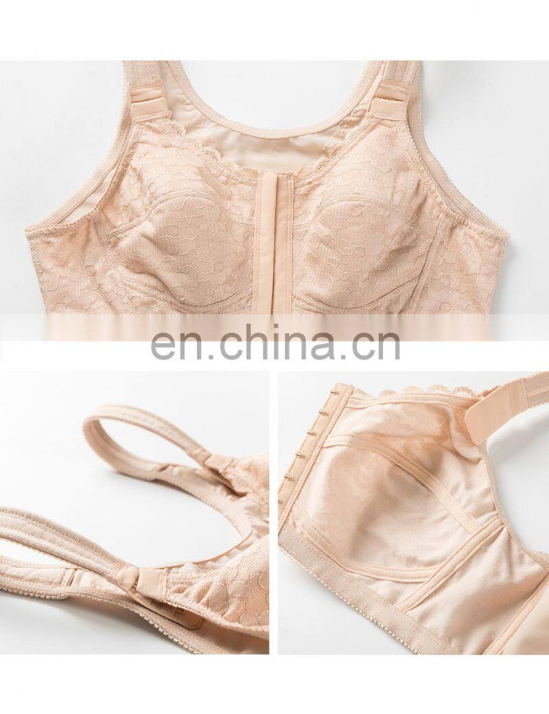 High impact Women's Front Closure Wireless Back Support Full Coverage Bra Sports bra