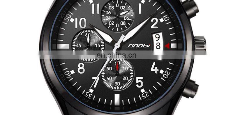 SINOBI Car Wristwatch S9639G Mansculinity Male Watches Chronograph Handwatch Night Light Watches Pilot Watch Montre Homme