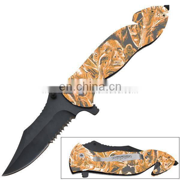 8.5"Series Glass Breaker Assisted Opening Emergency rescue Hunting Folding knife