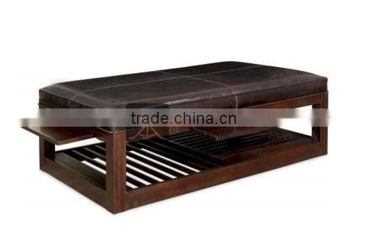 OT-086 Solid Beech Wood Bench Wish Leather Cushion