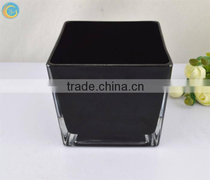 black lacquer cube glass vase