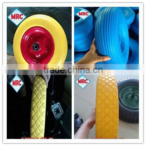 Heavy duty Small Solid Flat Free PU foam Wheelbarrow wheel PU Wheel 4.80/4.00-8