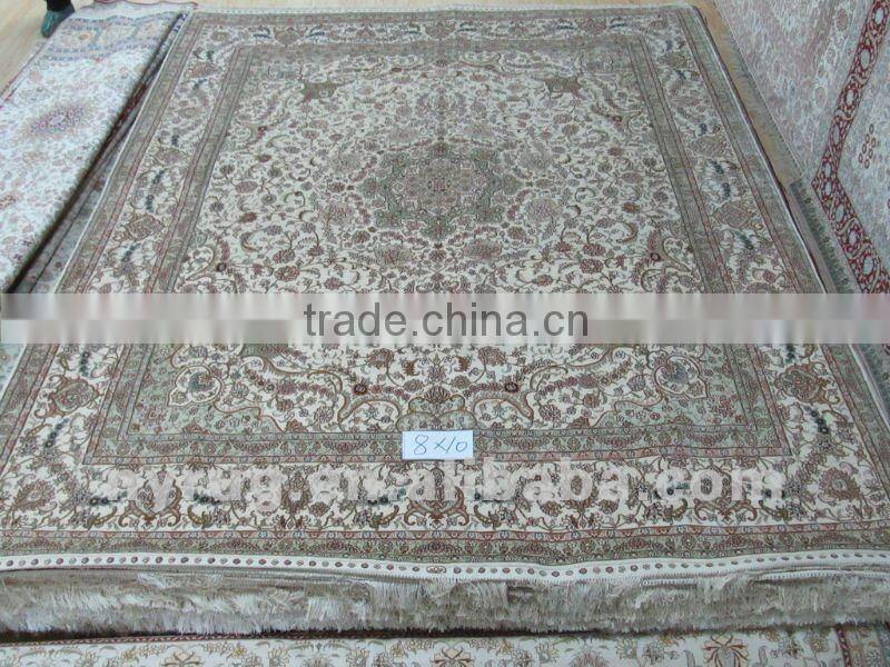 Oriental handmade 100% natural silk persian design hand knotted purple carpet