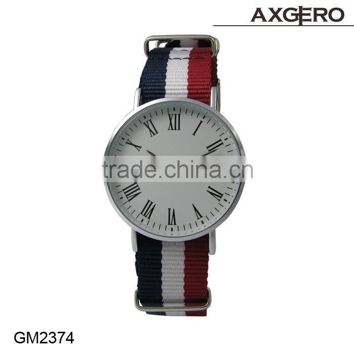 2016 Fashion stainless steel back water resistant leather wrist watch