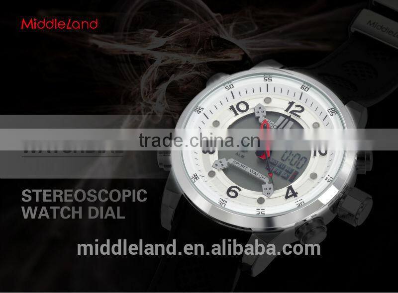 NEW!LED watch with leather band 2015 middleland show into market