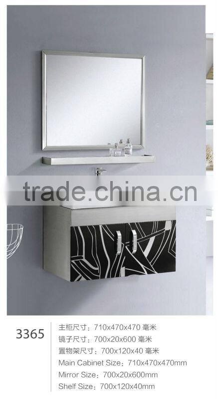 Wholeasle bath wooden and stainless steel shower room mirror hotel cabinet