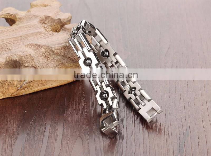 Stainless Steel Wristband Link Chain Men's Hematite Ball Link Chain Bracelets For Men And Women