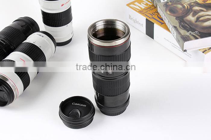 Small Black 2 Generation Stainless Steel Camera Lens Mug Cup for Canon 70-200MM