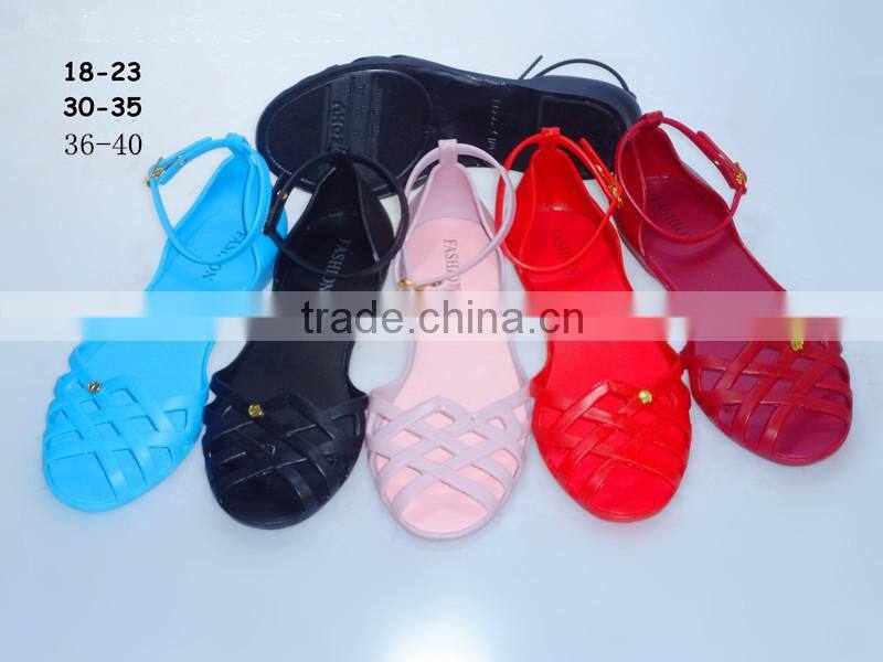 2015 popular design pvc crystal Kids And ladies sandals