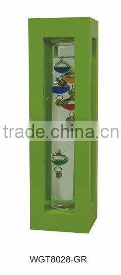 Galileo Thermometer with Wooden Frame Black