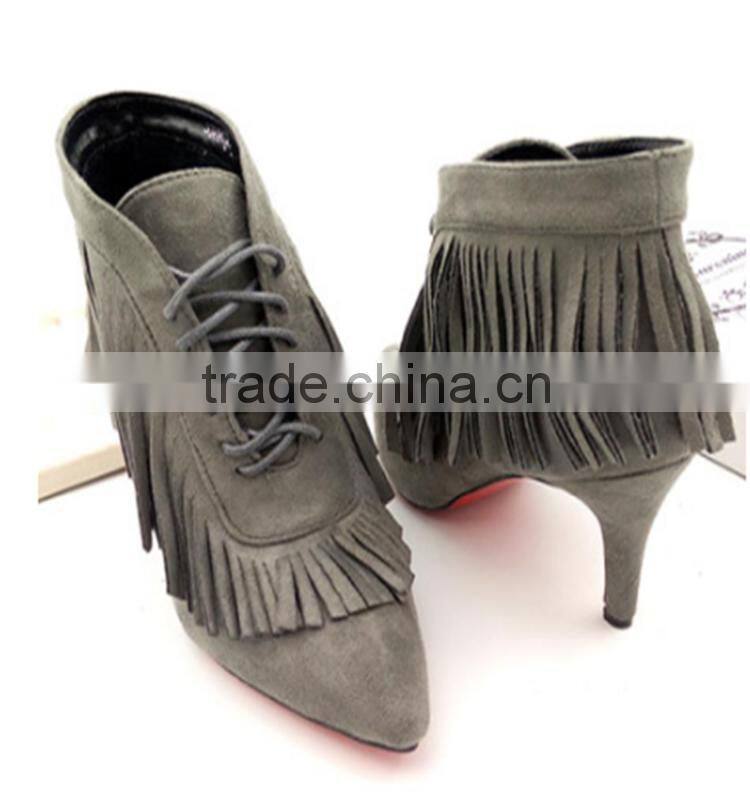 Latest England style tassel anckle suede rubbe sexy girls riding boots
