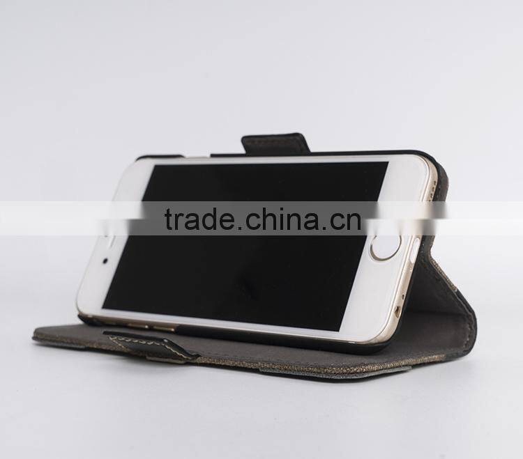 case for iPhone 6S with Full-grain cowhide leather black handmade case for mobile phone OEM/ODM accepted