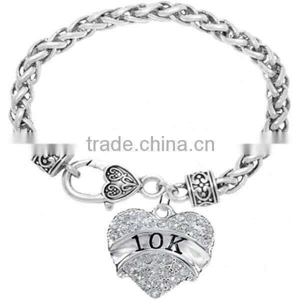 Genuine Austrian Clear Crystal KAPPA ALPHA THETA RITY Charm Chain Link Bracelet