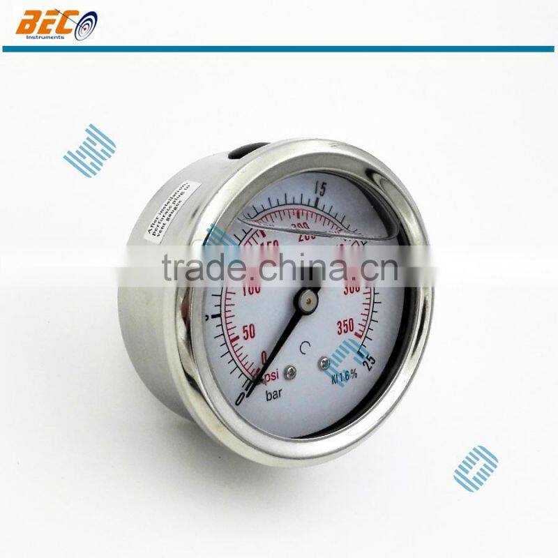Half Stainless steel shock proof manometer pressure measurement devices