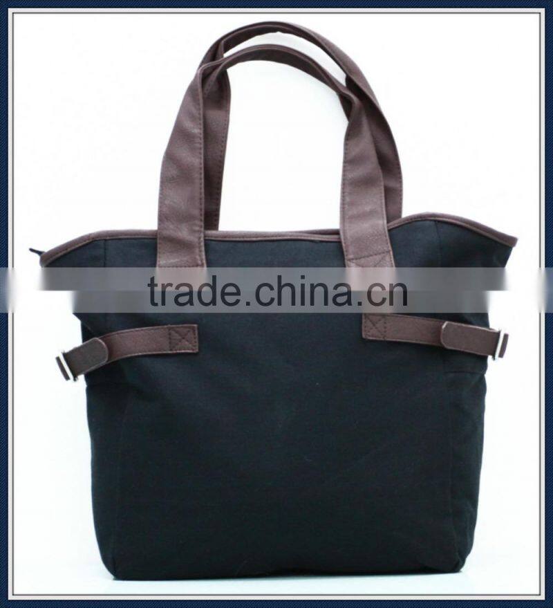 Fashion cotton handbags with PU handle
