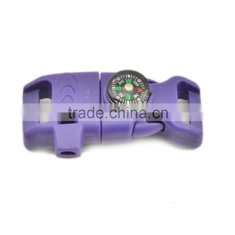 2017 new bushcraft 1/2" Whistle Compass Buckles w/ Flint Fire Starter & Striker for Paracord Bracelet