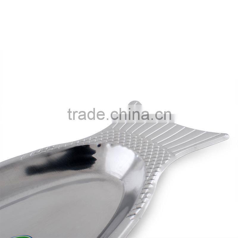 2015 hot products modern designs stainless steel fish shape multipurpose kitchen dinner plate