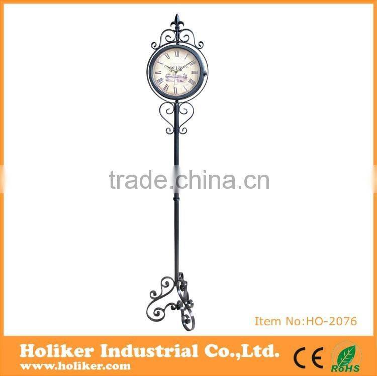 Double faces floor stand up clock for home decor