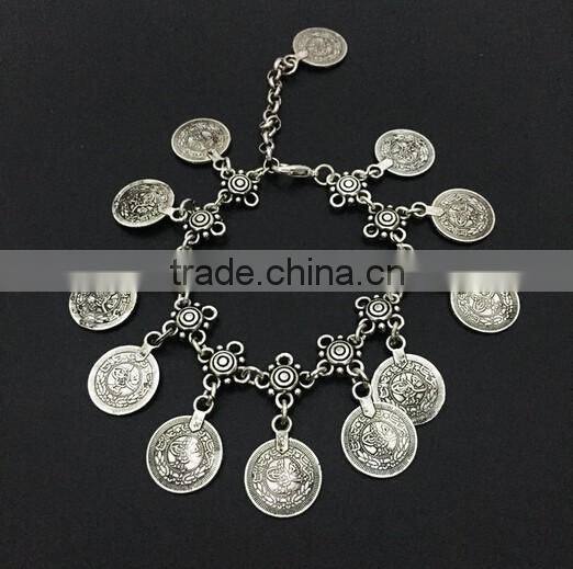 >>New design Punk Style Statement Boho coin bracelet jewelry/