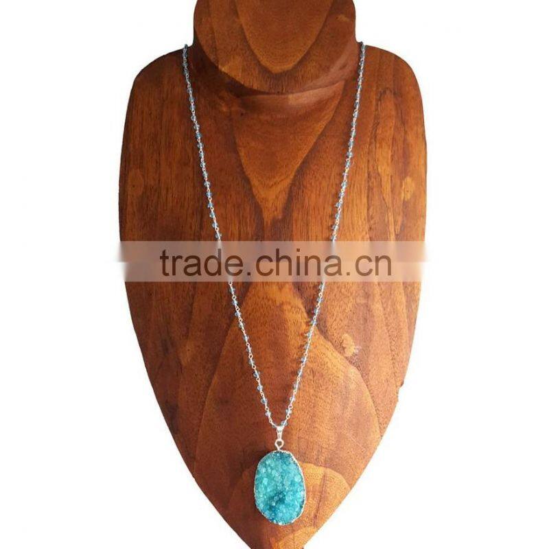 Marble Stone Lock Pendent Necklace