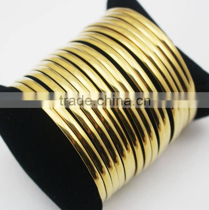 India large punk hip hop multi strings18k gold plating wide cuff bangle opened