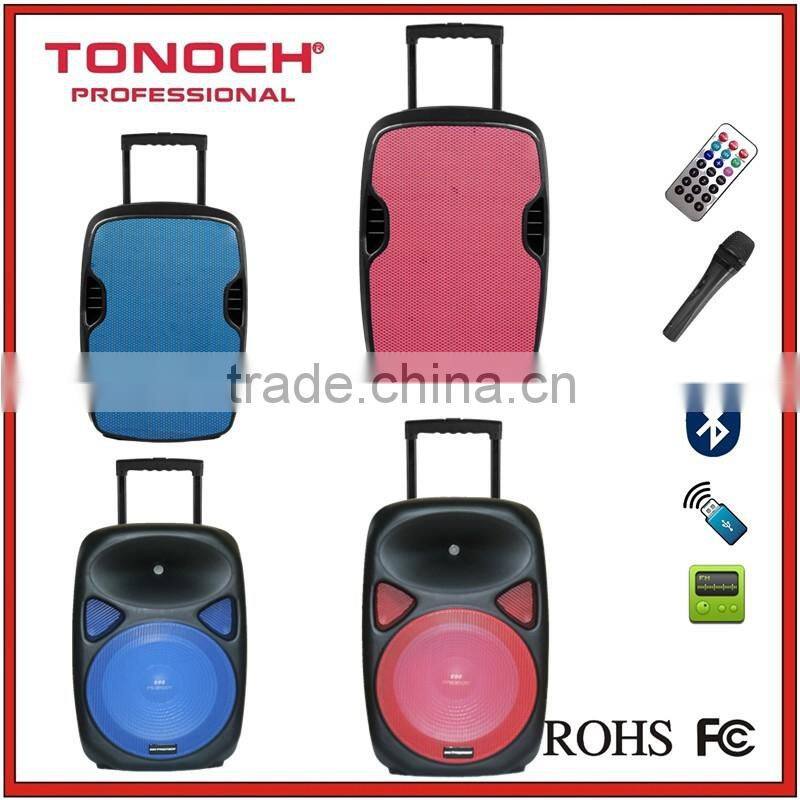 8",10",12" 15" bettery speaker with MP3/USB/SD/BLUETOOTH/REMOTE CONTROL/TROLLEY/WHEELS