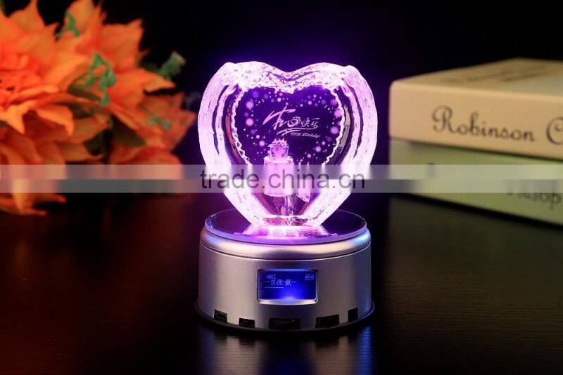 customer design elegant wedding gift 3d laser engraving crystal heart award