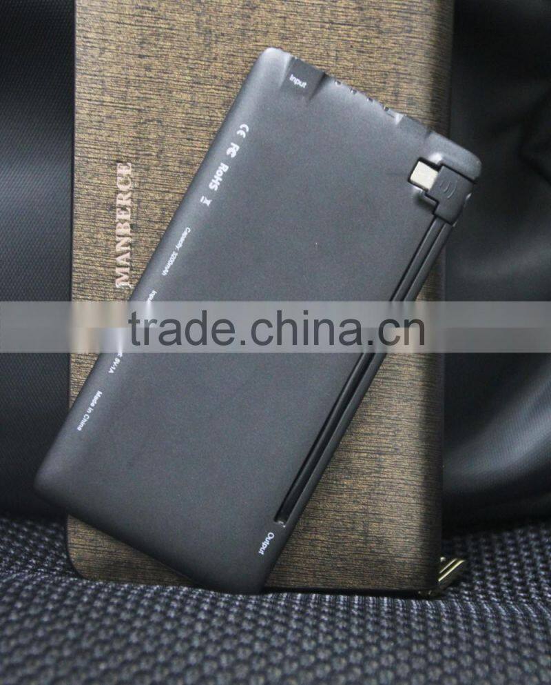 2016 hot selling portable mobile phone charger 3200mAh power bank with aluminiumalloy case