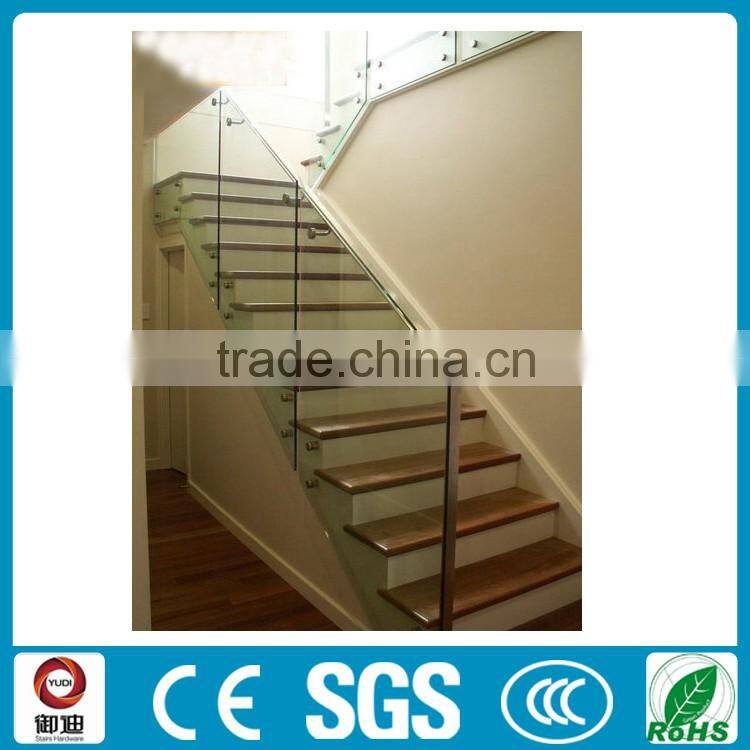Decorative indoor staircase tempered glass railing designs supplier