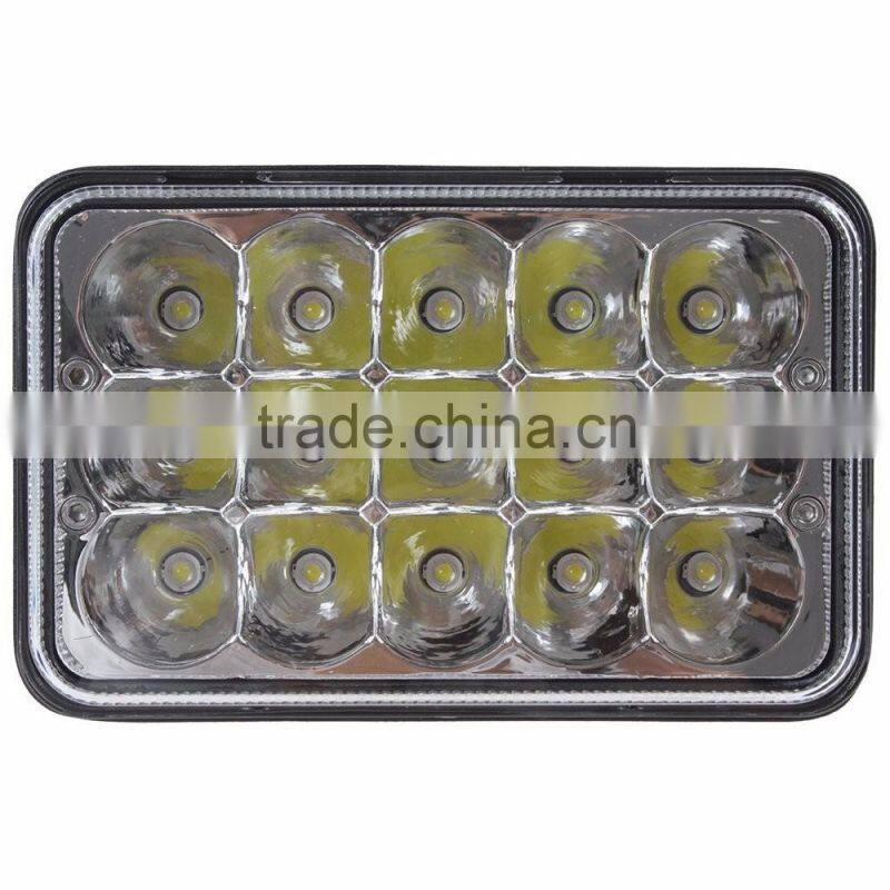 truck parts 4x6" 45w square 4x4 accessories led headlight high low beam headlamp for offroad Excavator, truck, heavy machinery
