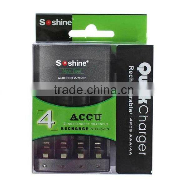 Soshine 1-4 pcs AAA/AAA Intelligent Battery Charger With Delta V portable SC-U1universal ni-mh charger aaa aa battery charger