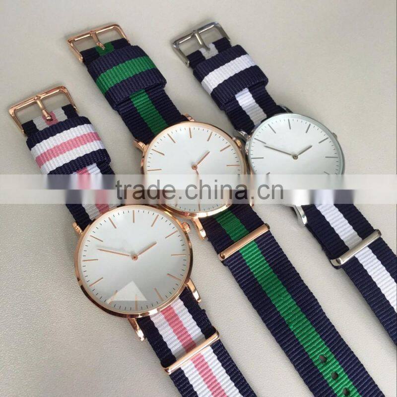 customized your logo Men Women Real Leather Nylon whatchband Luxury Rose Gold clock