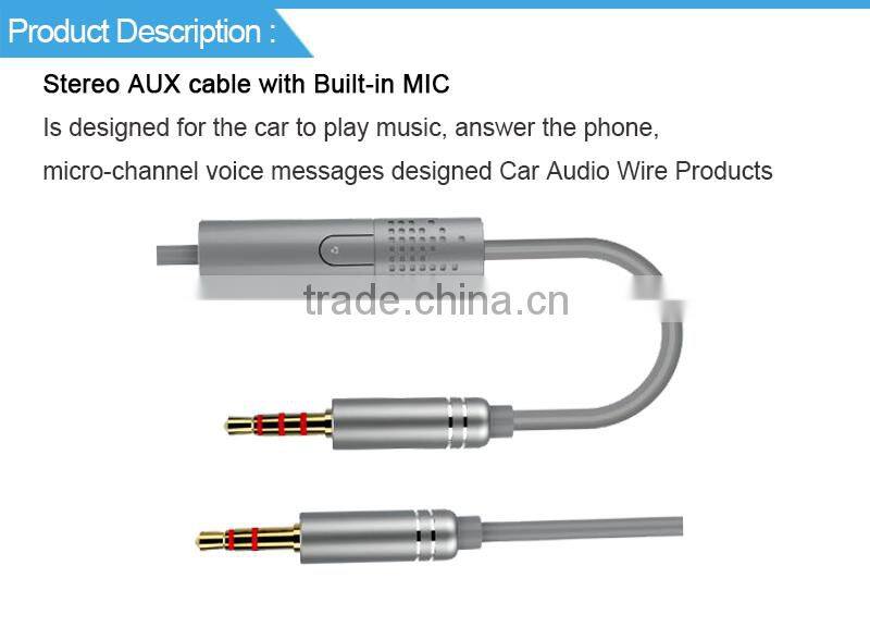 3.5mm male to male with volume control stereo cable for apple iphone samsung galaxy HTC smartphones
