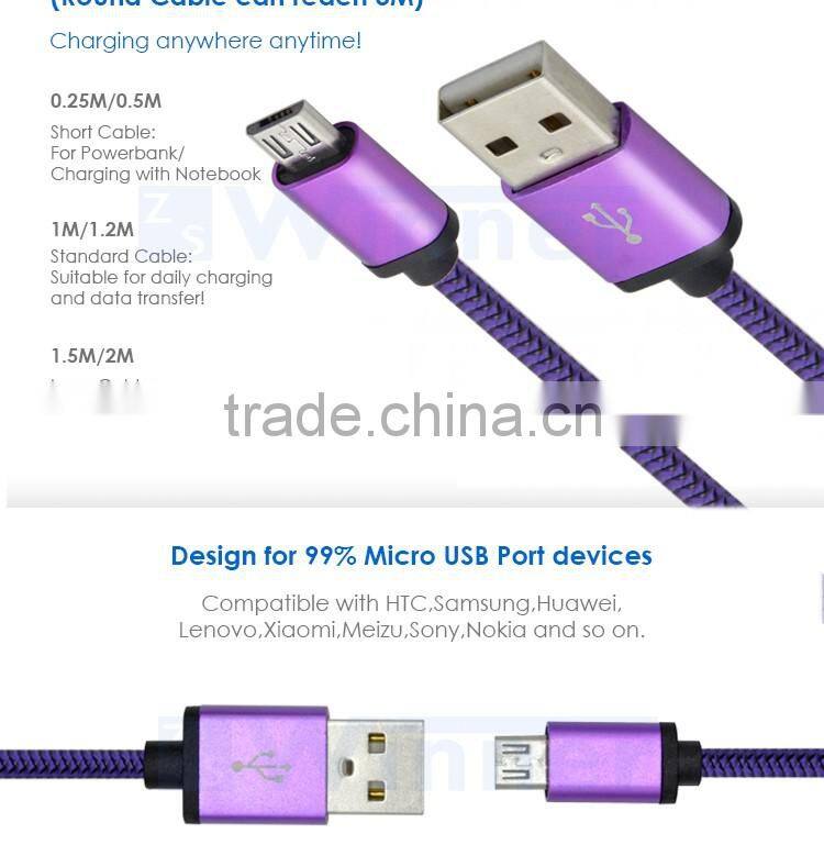 3.3 ft(1M) High Speed Aluminum Shell Nylon Braided USB 2.0 A Male to Micro USB Male Cable