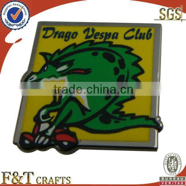 house shaped metal soft enamel badge with Epoxy dome