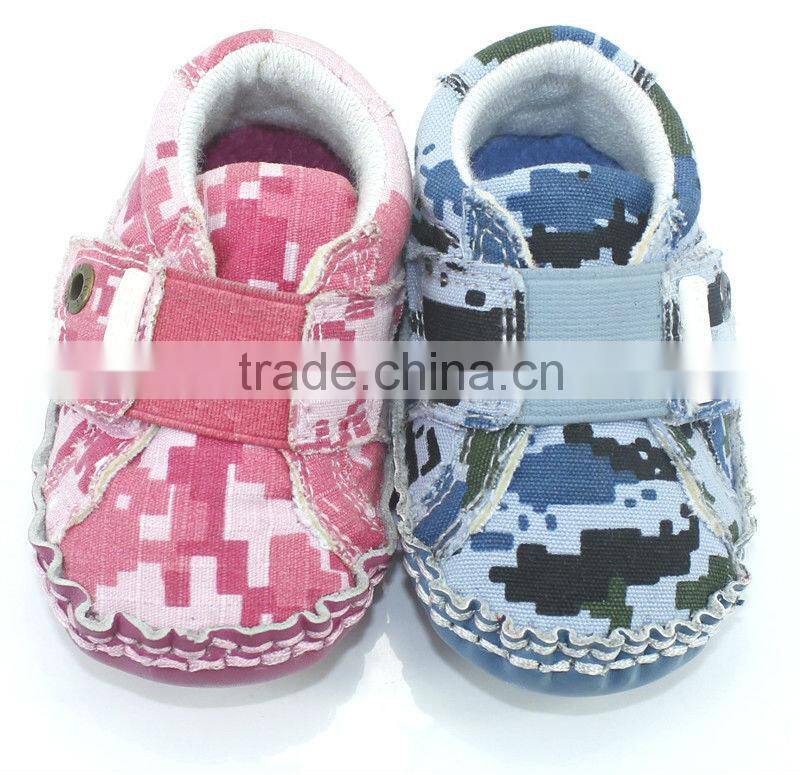 Camouflage boat shape canvas baby prewalker shoes