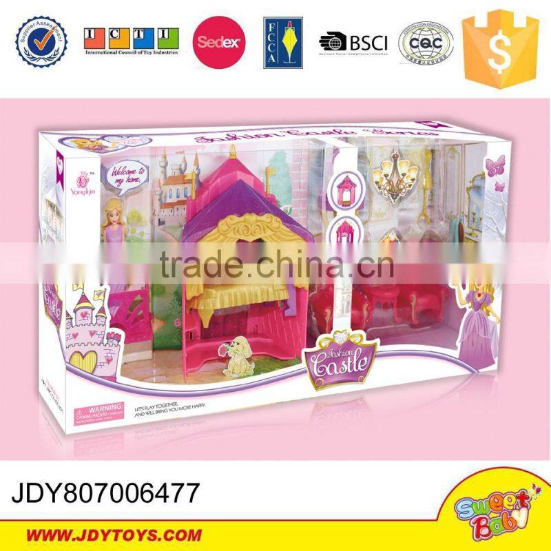 Fashion carriage toy plastic horse carriage with doll and sofa