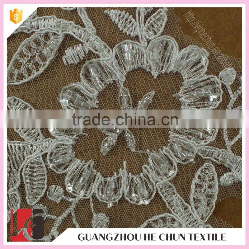 HC-2161-1 Hechun Latest Fashion Flower Shape Sequin Lace Applique Embroidery