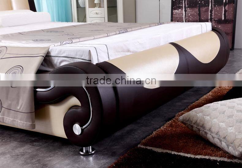 2015 New modern leather bed SY1006