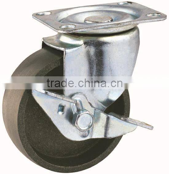 14 Double Ball Raceway Structure Top Plate Swivel Cast Iron Caster with Side Brake