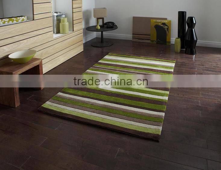 compiled of brown, beige and green stripes hand tufted home decor rug for living room