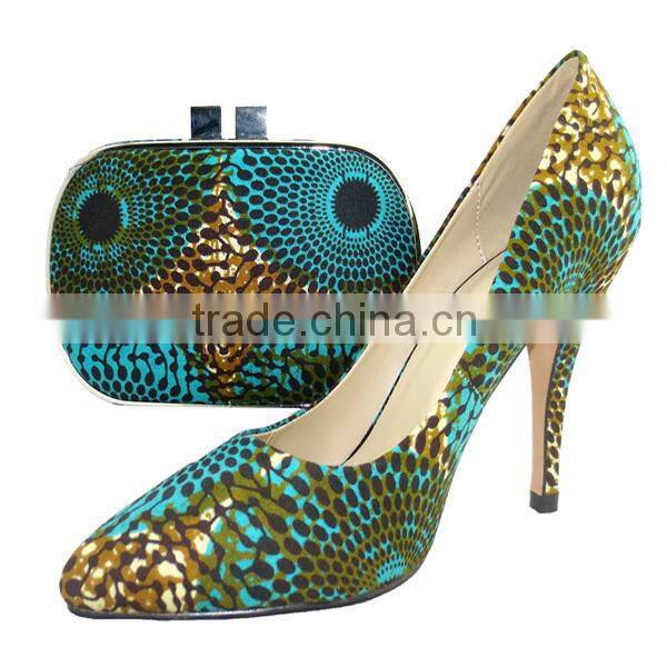 Latest cheap african wax print shoe and bag for women set