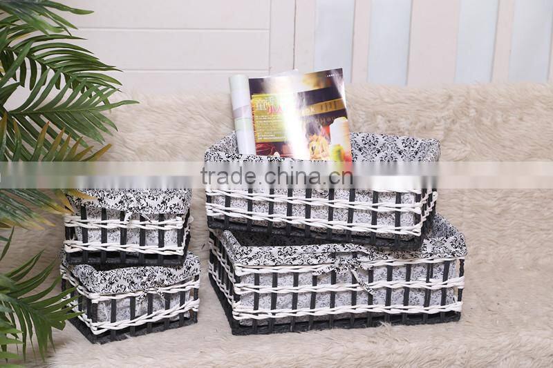 set of 4 paper rope weaved storage baskets