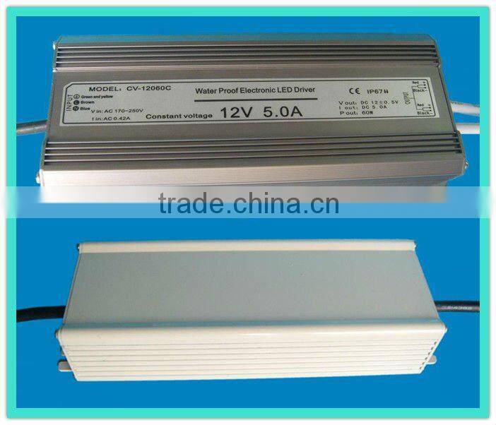 High quality 12 volts 5 amp 60 watt waterproof led power source, led strip power supply transformer
