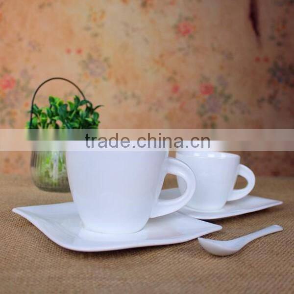Corporate gift white blank custom printed ceramic coffee mugs with saucer