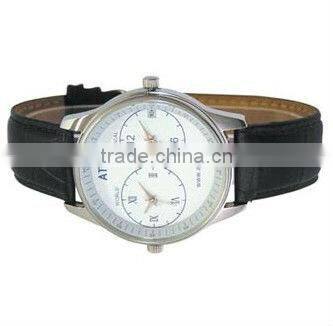 two time zone leather watches from China