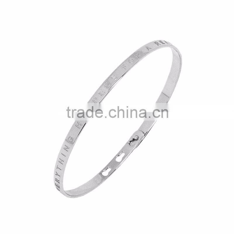 Memories Bangles with Customize Design Word 'EVERYTHING HAPPENS FOR A REASON' with 4mm/7mm Width