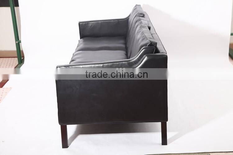 3 seater black genuine leather european style recliner sofa borge mogensen sofa