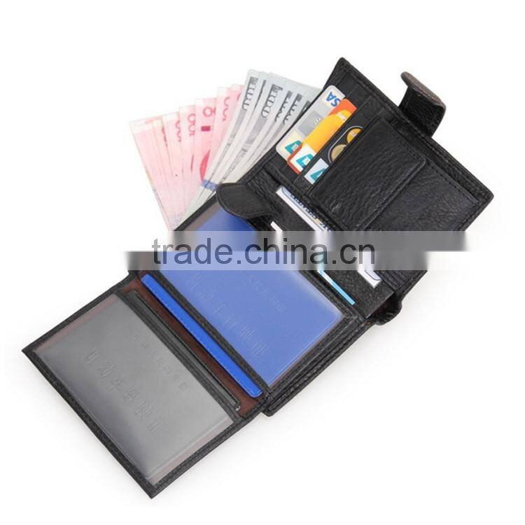 Wholesale black luxury leather wallet for men