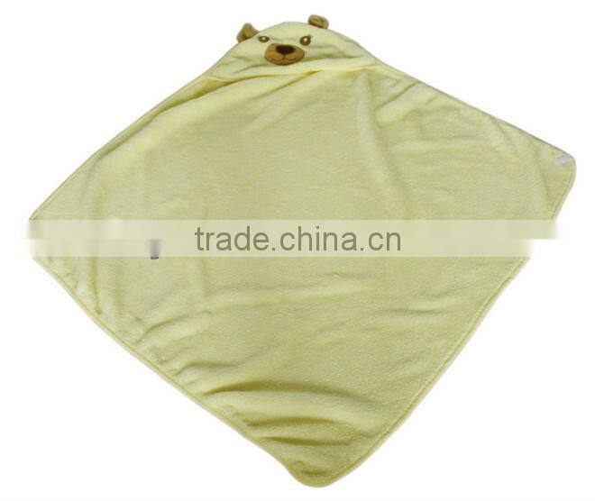 Soft touch warm with hood baby blanket with applique for wholesale